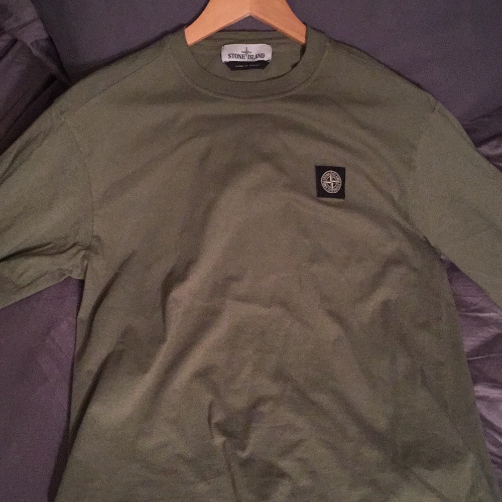Stone Island olive green long sleeve tee